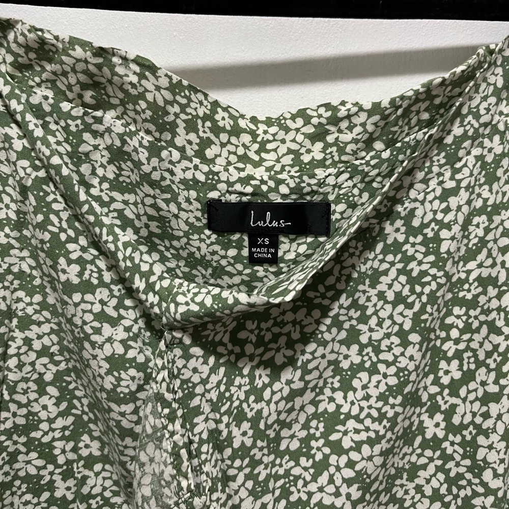 Lulus Summer Romance Sage Green Floral Print Two-piece Midi Dress - Size XS - Picture 8 of 8